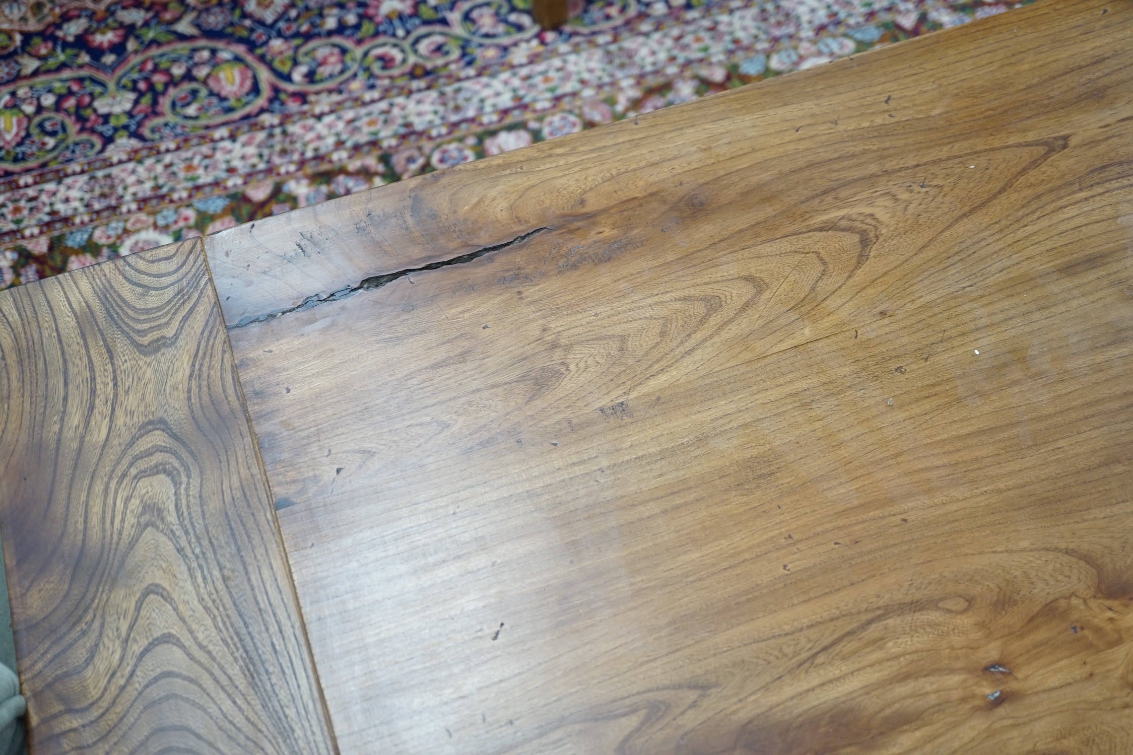 A Victorian style rectangular elm farmhouse table, length 272cm, depth 87cm, height 78cm